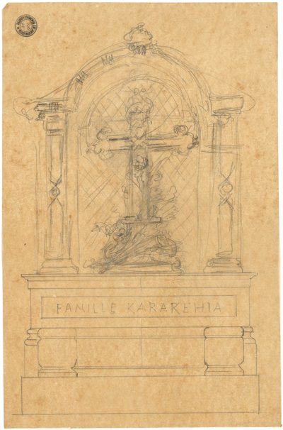 Sketch of Tomb for the Karakehia Family at Père Lachaise Cemetery in Paris by Adolphe Victor Geoffroy Dechaume